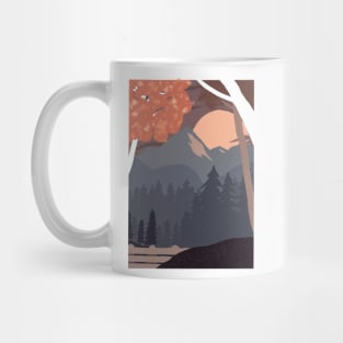 Mountain  and tree in autumn Mug